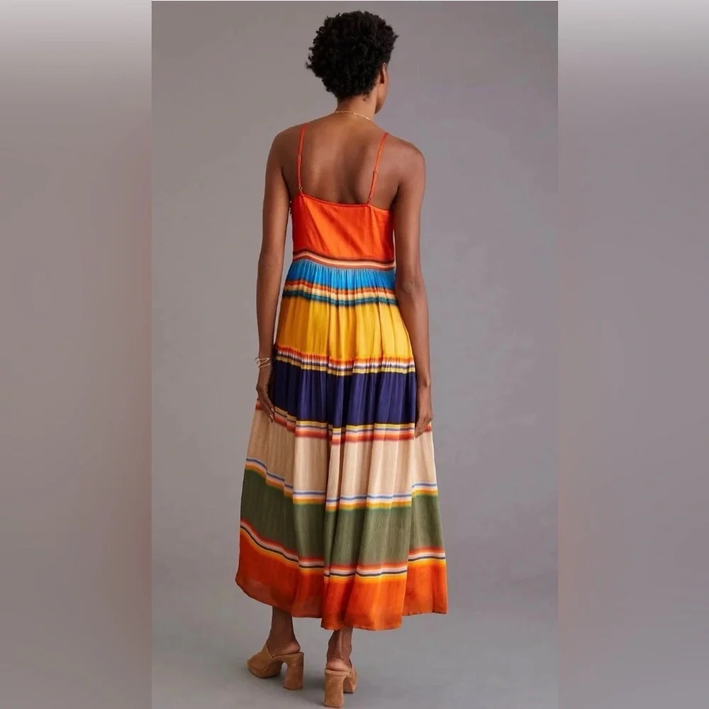 Tanvi Kedia V-Neck Colorblock Midi Dress –Anthropologie NWOT, Size Small - Picture 2 of 7